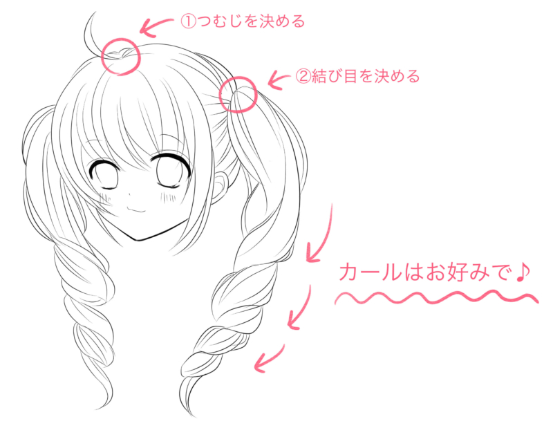 可愛いツインドリルヘアの描き方 初心者向けのイラスト講座 デコ